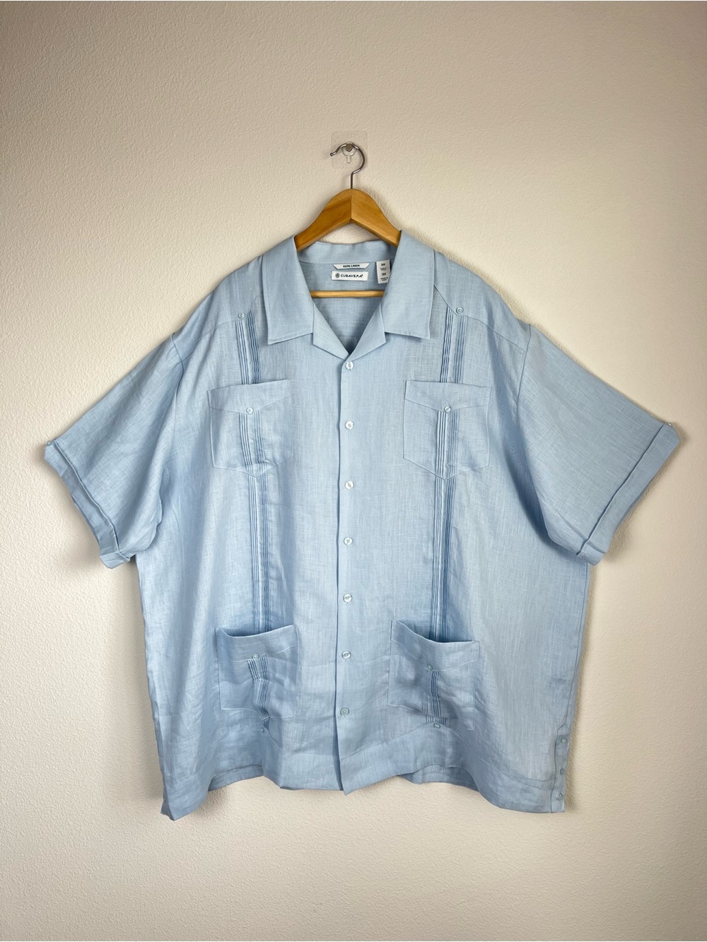 Cubavera Blue 100% Linen Guayabera Shirt 3X Cuban Resort Beach Wedding Casual